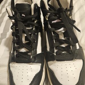 Puma Black and White High-Top Sneakers
